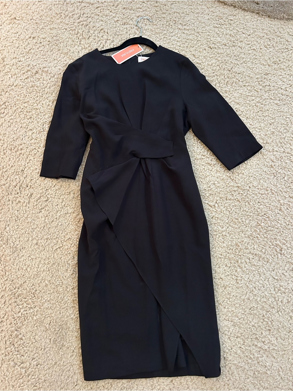 Freylina Classic Black Sheath Dress with Twist Front - Womens